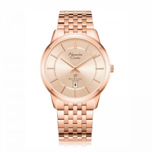 Alexandre Christie AC 8709 Full Rosegold Man Slim Elegance Sapphire MDBRGLN